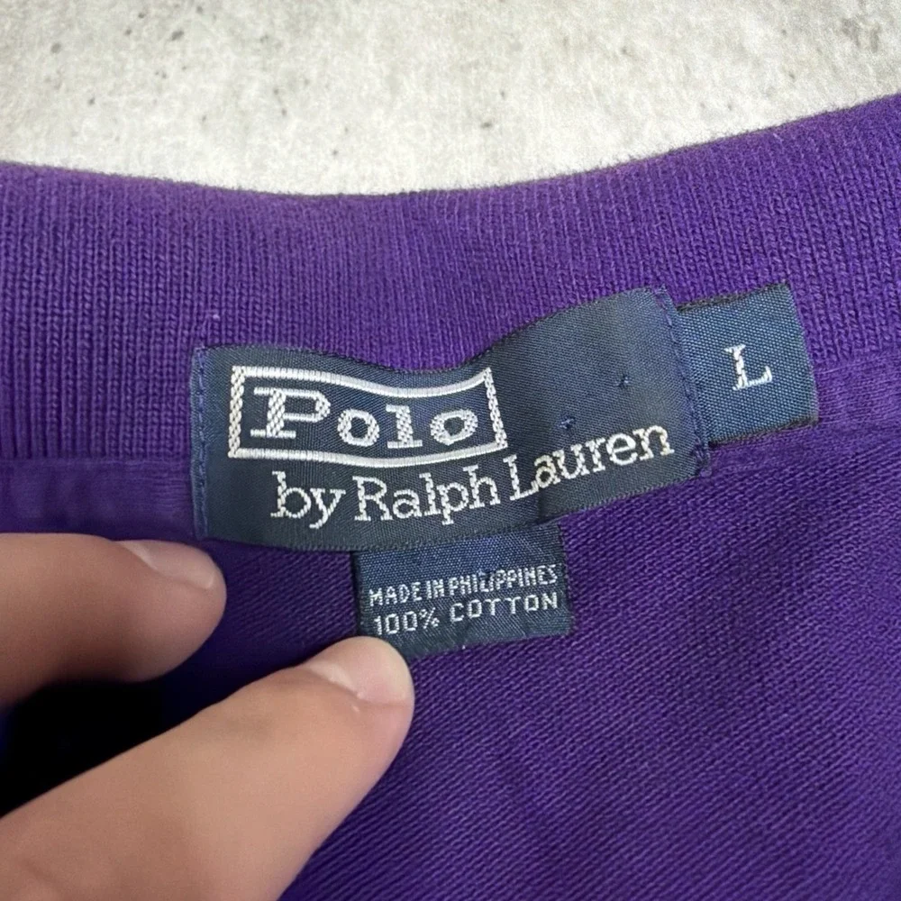 Vintage Polo Ralph Lauren Men's Polo Shirt Short Sleeve Size Large Purple Prep